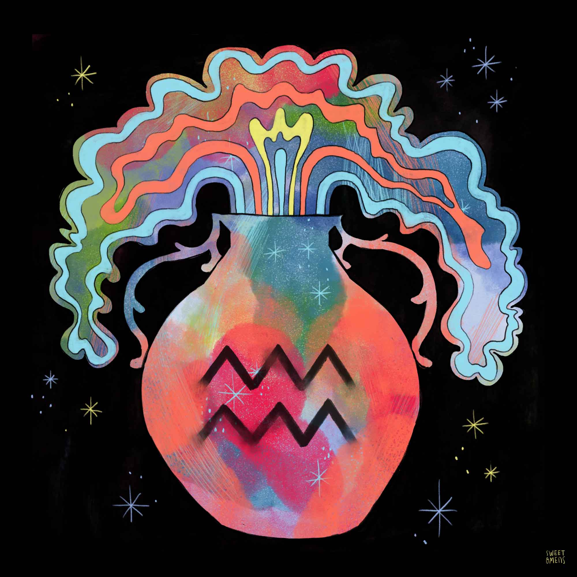 Colorful Aquarius urn